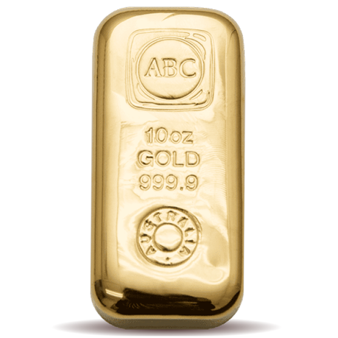 10 oz ABC Gold Cast Bar 999.9