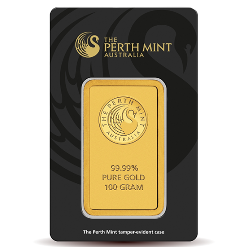 100g Perth Mint Gold Minted Bars 999.9