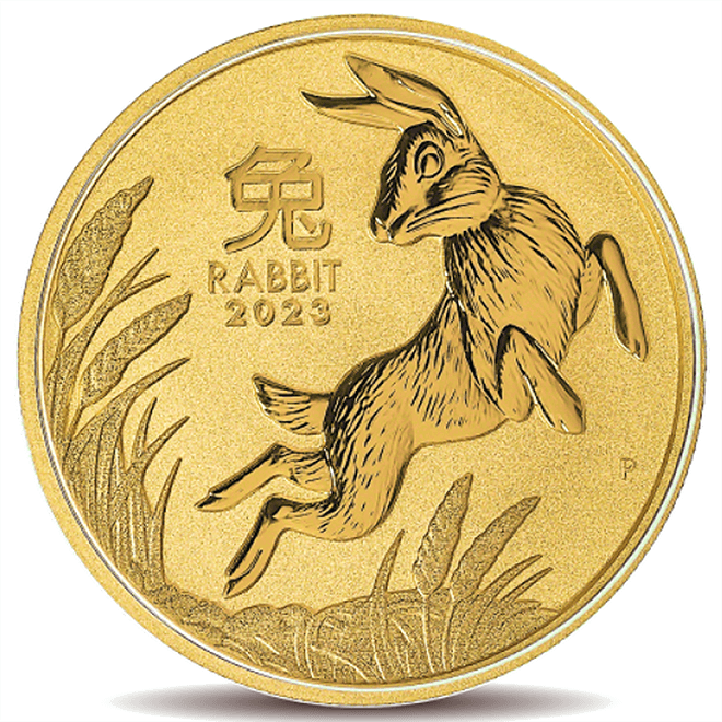 1/2 oz Perth Mint Lunar Rabbit 2023 Gold Coins 999.9