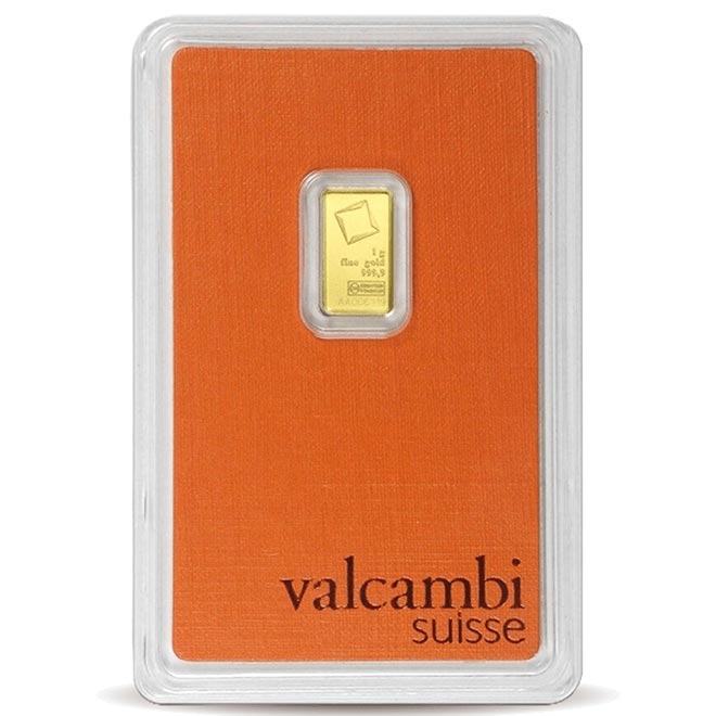 1 g Valcambi Gold Minted Bar 999.9