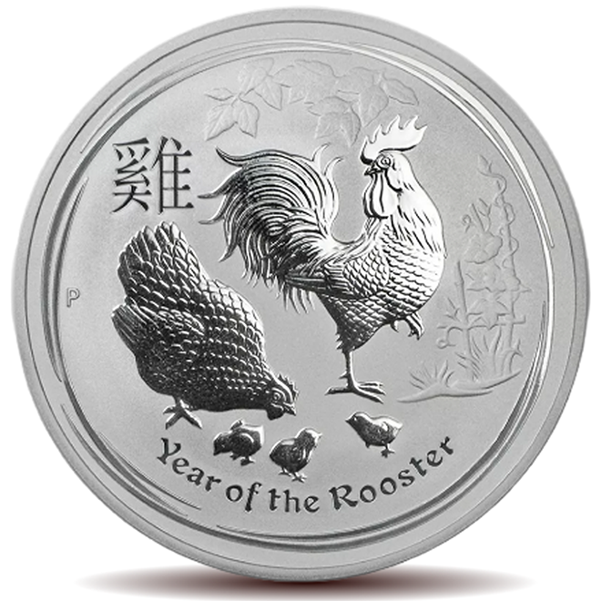 1ozt Perth Mint Rooster 2017 Silver Coins