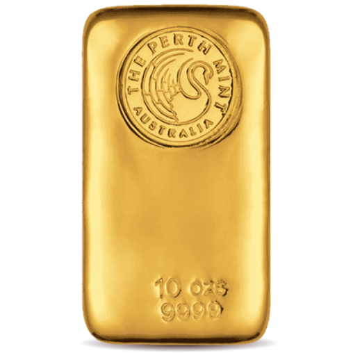 10 OZT Perth Mint Gold Cast Bar 311g 9999