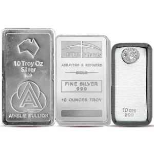10 oz Generic Silver Bullion Cast Bar 999.5