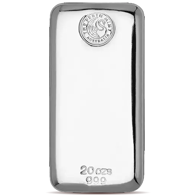 20 oz Perth Mint Silver Bullion Cast Bar 999.0