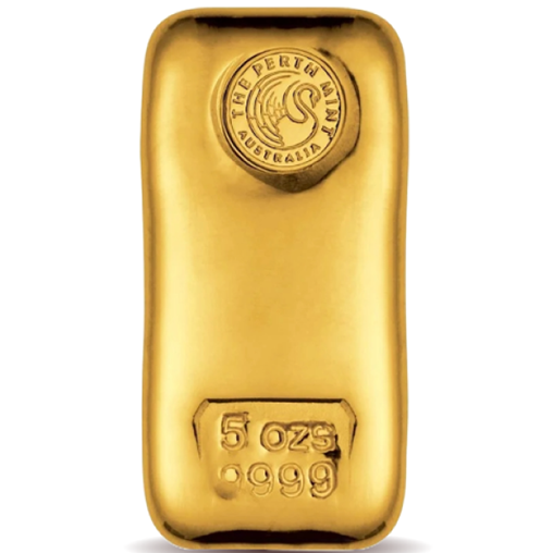 5 OZT Perth Mint Gold Cast Bar 155.5g 9999