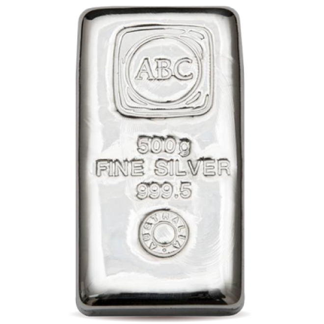 500g ABC Silver Bullion Cast Bar 999.5