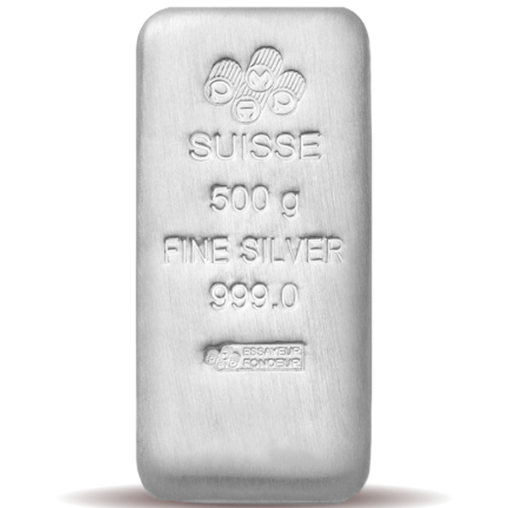 500g PAMP Silver Bullion Cast Bar 9995